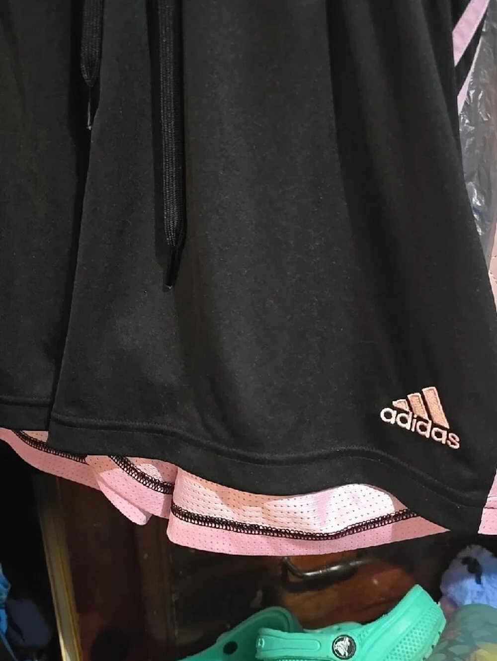 !!.  Womens XL Black Shorts with Light Pink Accents
